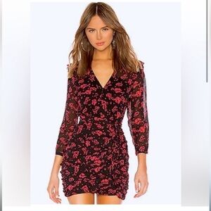 All Saints black ruffle Harlow Eira floral mini dress